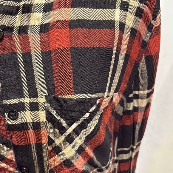 Plaid Button-Up Shirt in Red and Black - Picture 2 of 3